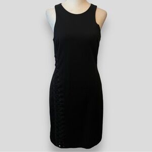 Cremieux Size 4 Women's Black Sleeveless Dress Bodycon Fitted Sexy Lace up Front